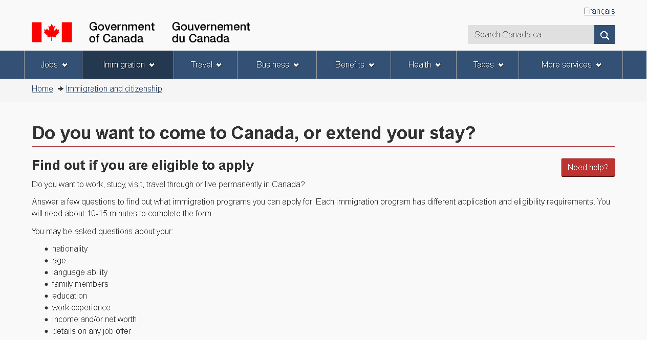 التقييم المجاني للهجرة الى كندا