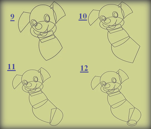 كيفية رسم كلب كرتون للتلوين