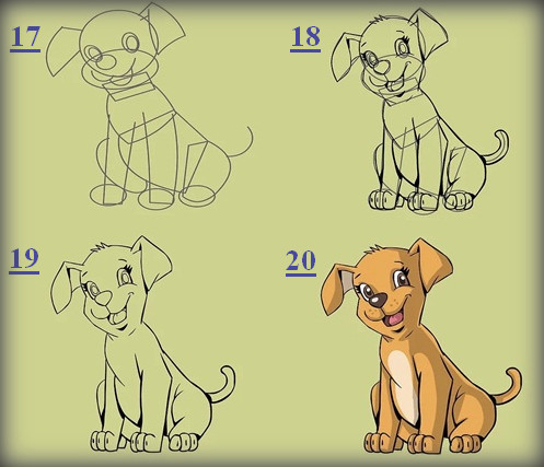 كيفية رسم كلب كرتون للتلوين